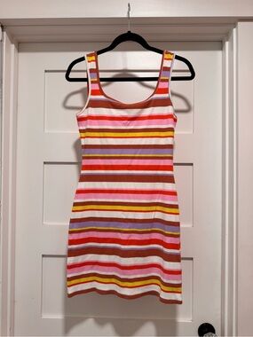 Roxy Striped Sleeveless Mini Dress in Pink, Red, Yellow, Purple, Brown, White